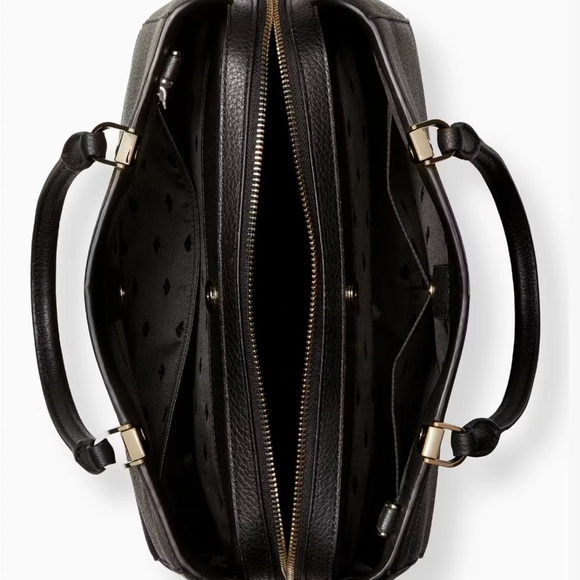 ♠️ Kate Spade Leila Medium Triple Compartment Satchel Black Pebbled Leather Bag - Picture 3 of 12
